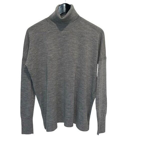 J. Crew Womens Merino Wool Knit Turtleneck Pullover Sweater Heather Gray Small - Picture 1 of 6